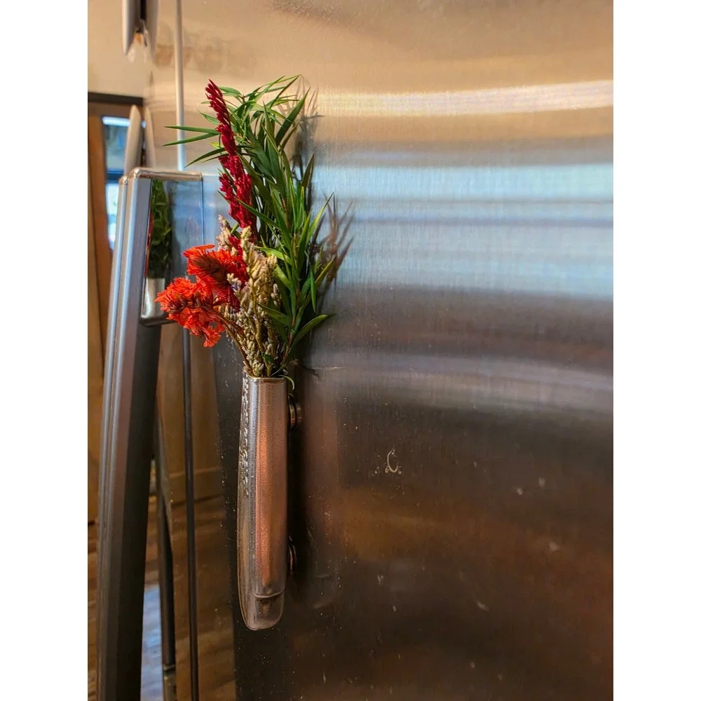 Vintage Silverplated hallow knife Handle Magnetic Bud Vase Floral Rose Decor